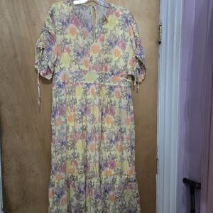 Cato Yellow Floral Maxi Dress with Pastel Blooms